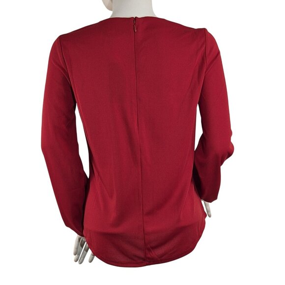Lauren Ralph Lauren Women's Blouse Size 2X Logo Trim Jersey Red Long Sleeve (42) - Picture 3 of 11